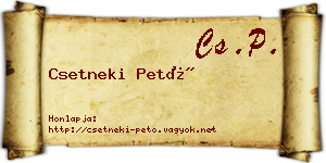 Csetneki Pető névjegykártya